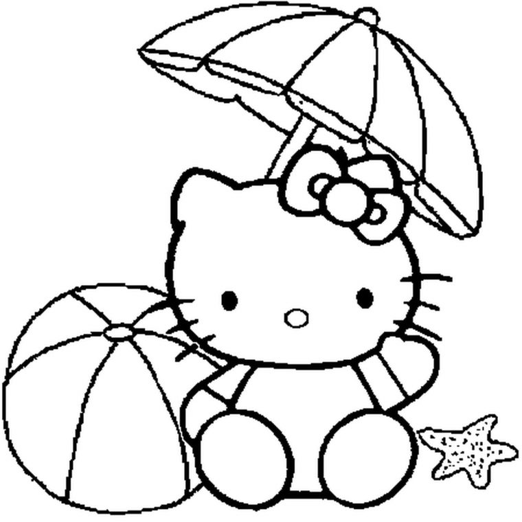 Coloriage Hello Kitty À La Plage En Ligne Gratuit À Imprimer tout Hello Kitty À Dessiner