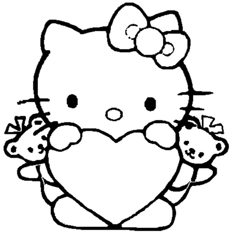 Coloriage Hello Kitty Coeur En Ligne Gratuit À Imprimer à Hello Kitty À Dessiner