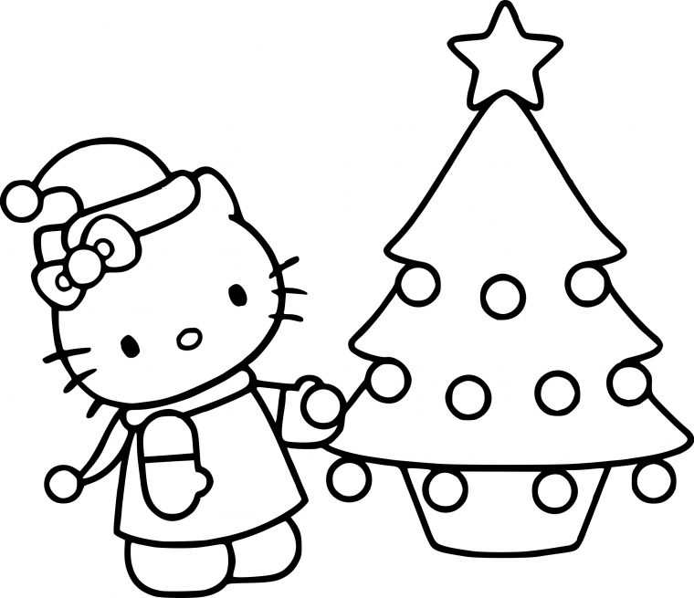 Coloriage Hello Kitty Noël À Imprimer Sur Coloriages concernant Hello Kitty À Dessiner