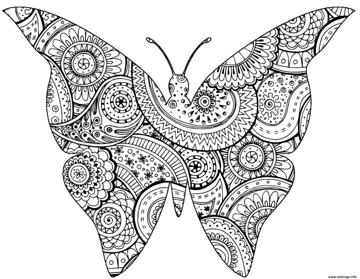 Coloriage Insecte Papillon Avec Zentangle Paisley Motifs Par tout Dessin A Imprimer Papillon Gratuit