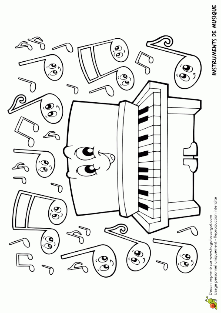 Coloriage Instrument De Musique, Le Piano | Coloriage destiné Trompette À Colorier 