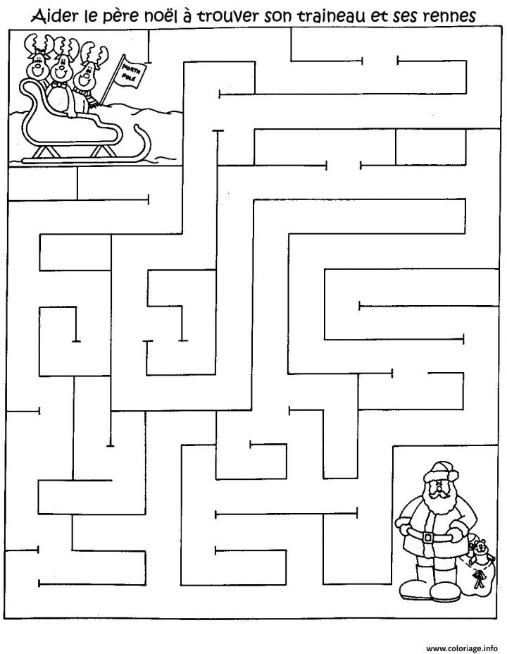 Coloriage Jeu Pere Noel Labyrinthe Noel Gratuit Imprimer Dessin à Jeux Mathématiques À Imprimer