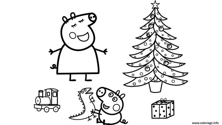 Coloriage La Famille Peppa Pig 25 Decembre Noel Dessin intérieur Peppa Pig A Colorier