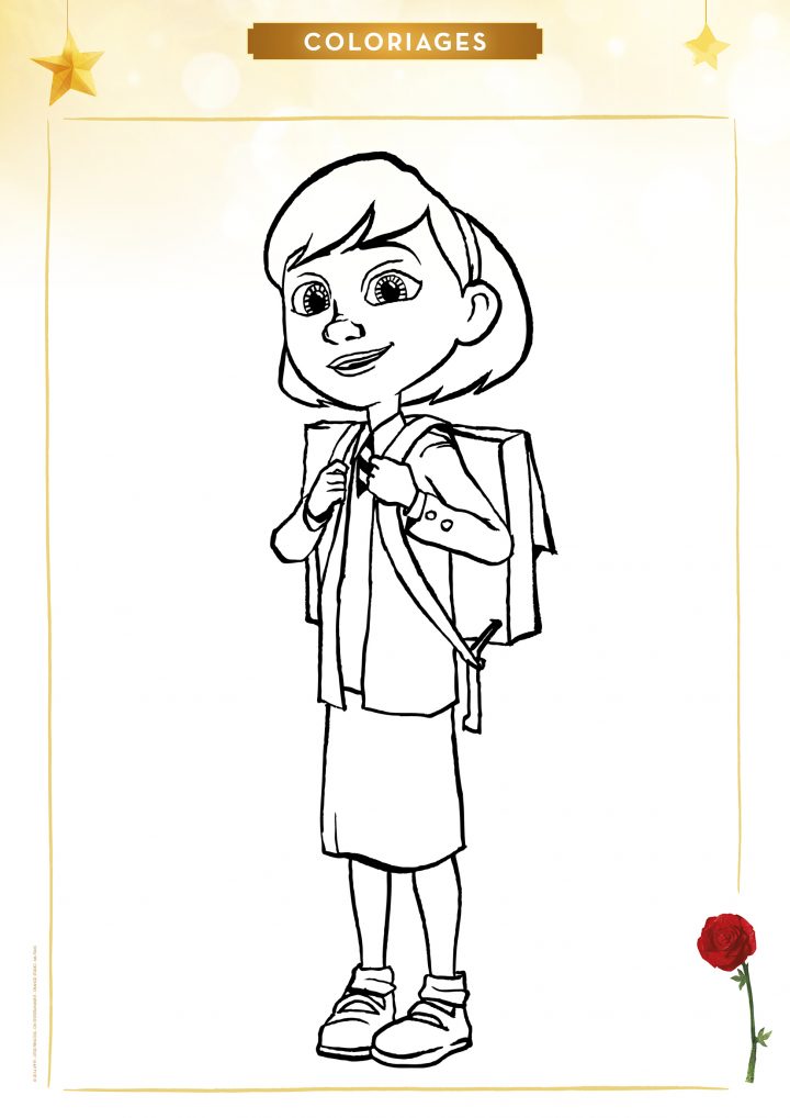 Coloriage La Petite Fille À L'école – Momes encequiconcerne Personnage A Colorier