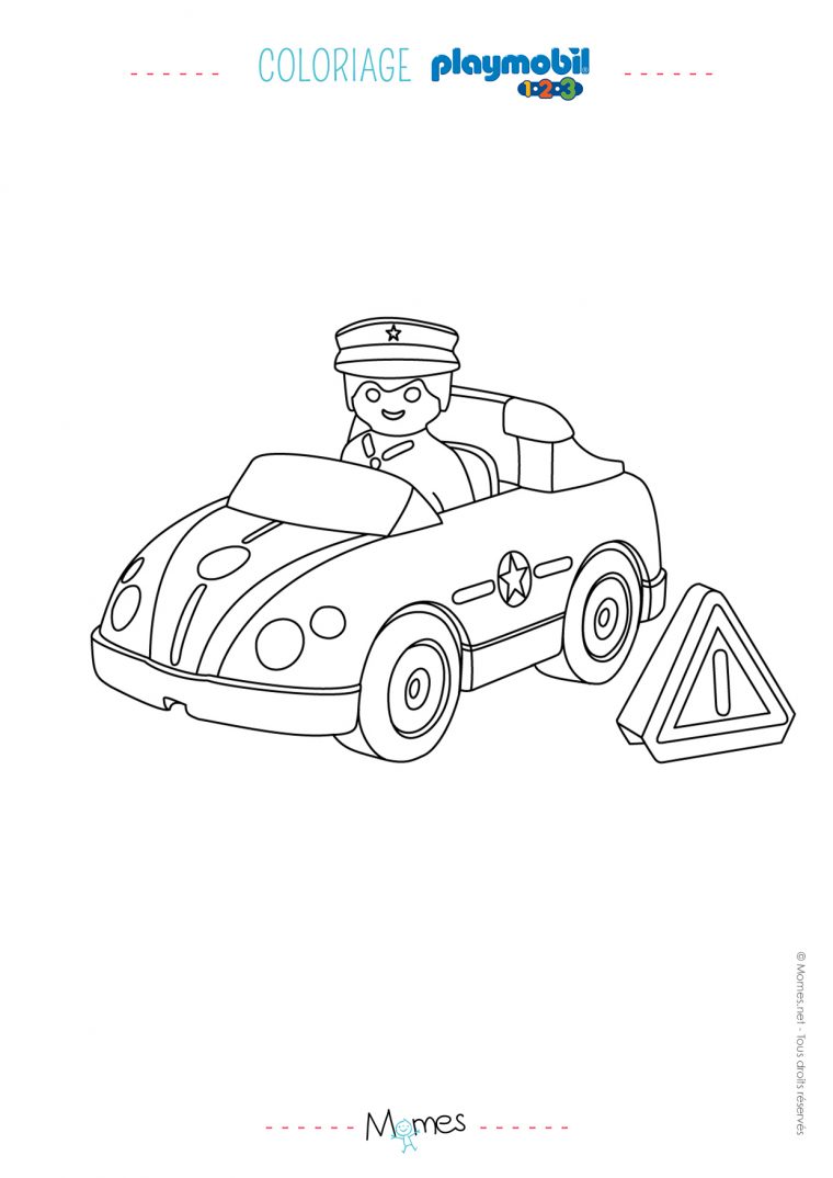 Coloriage La Voiture De Police Et Le Policier Playmobil 123 concernant Apprendre A Dessiner Une Voiture