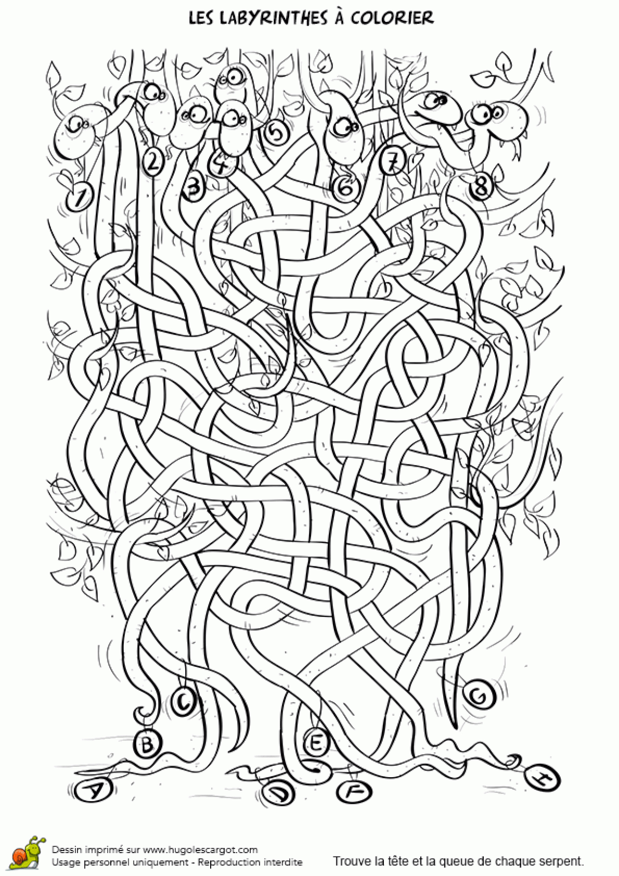 Coloriage Labyrinthe Des Serpents Sur Hugolescargot dedans Labyrinthes À Imprimer