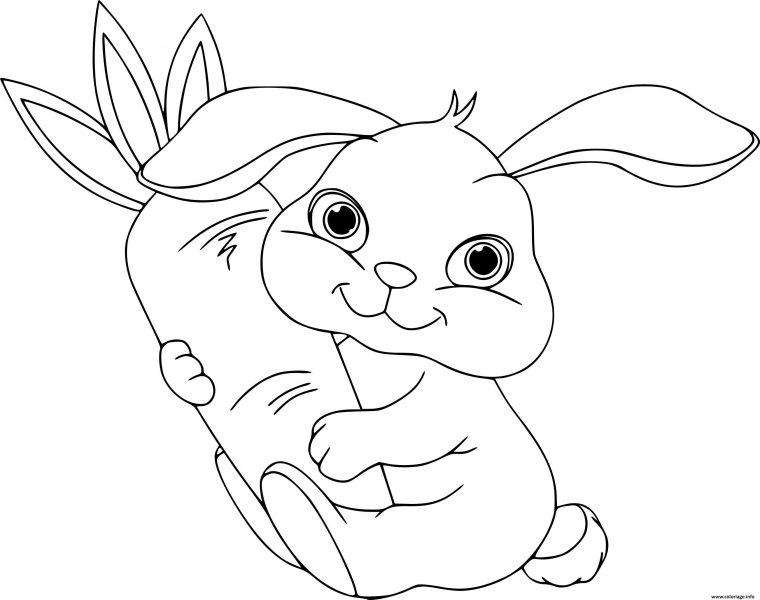 Coloriage Lapin De Paques Avec Carotte Dessin à Dessin De Lapin A Imprimer