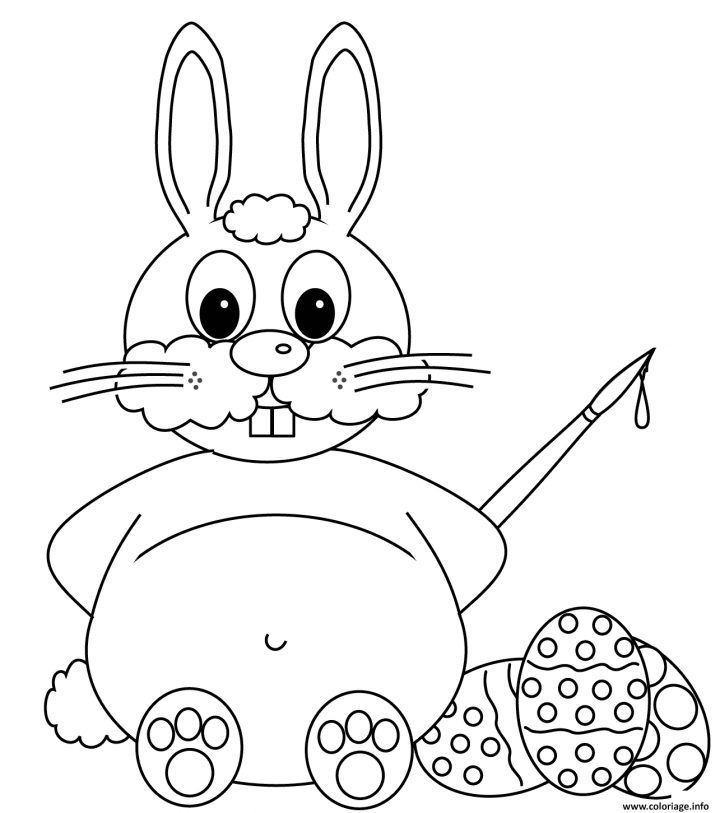 Coloriage Lapin De Paques Avec Des Oeufs De Paques Pour destiné Dessin Pour Paques