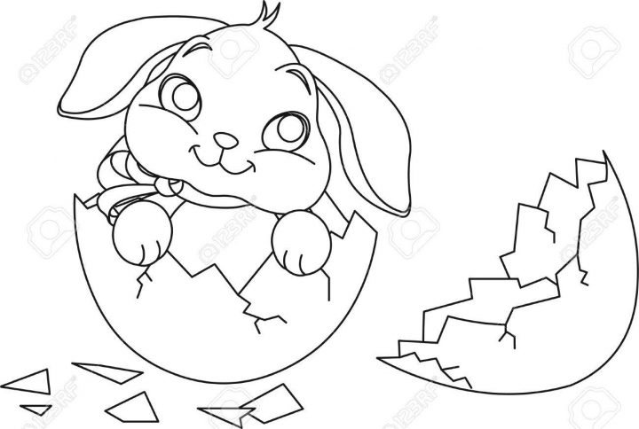 Coloriage Lapin De Paques Et Les Oeufs Ballons. Paques 1 destiné Lapin Crétin À Colorier