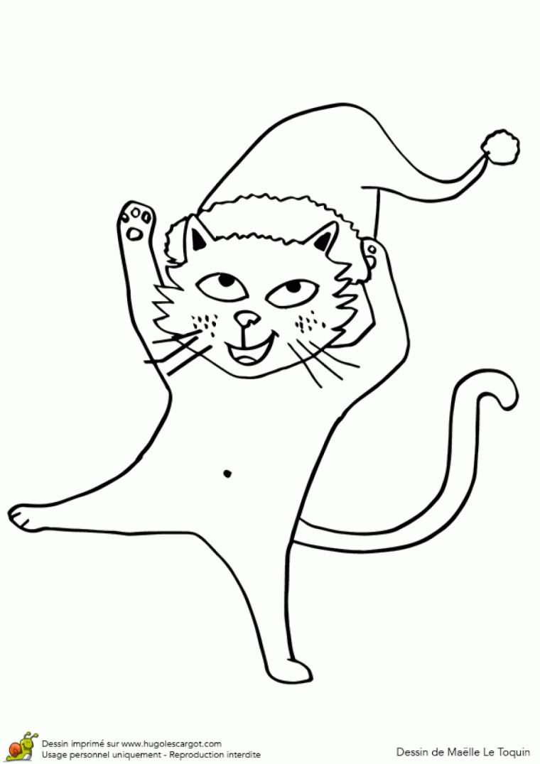 Coloriage Le Bonnet Du Père Noël intérieur Coloriage De Chat De Noel