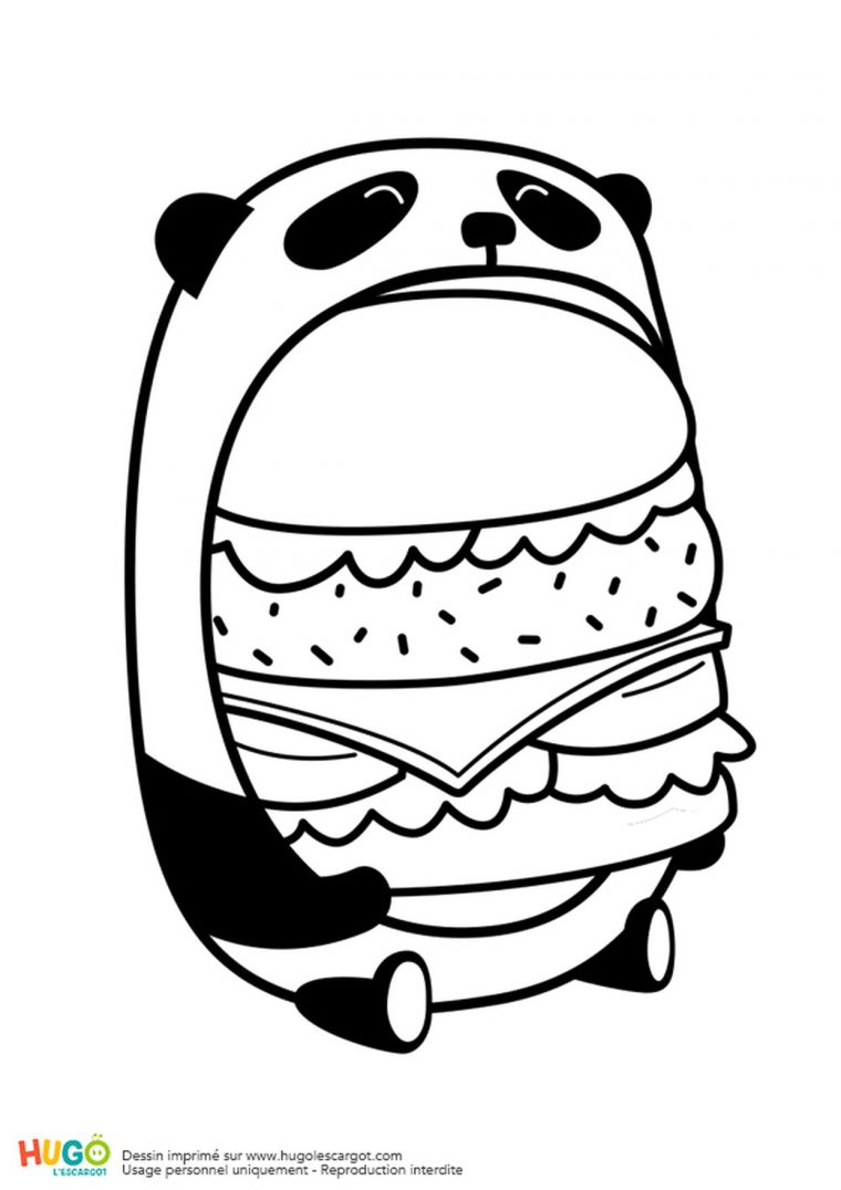 Coloriage Le Burger Du Panda En Mode Kawaii En Ligne Gratuit intérieur Panda À Colorier