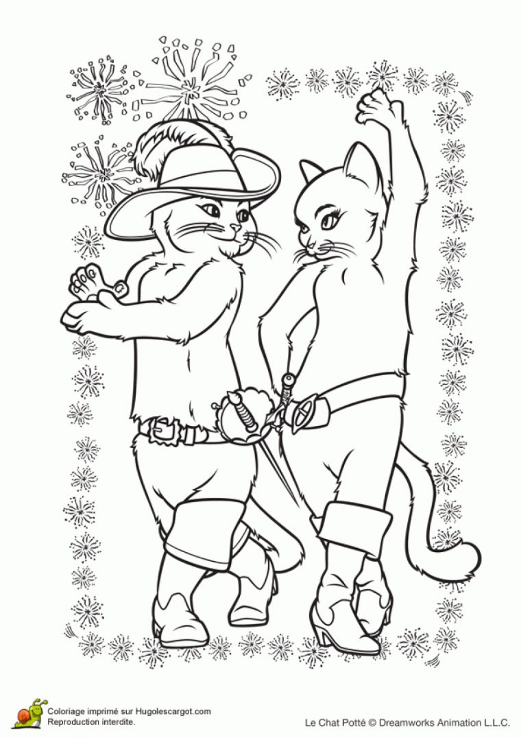 Coloriage Le Chat Potté Et Kitty concernant Coloriage De Chat De Noel