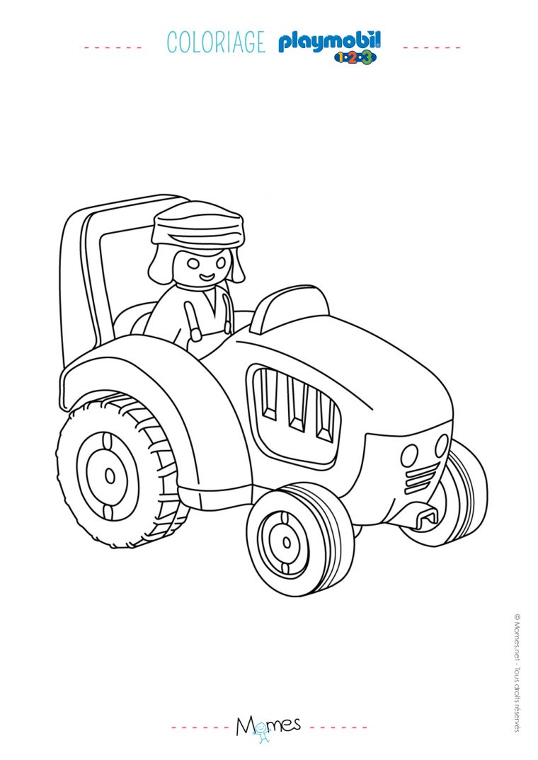 Coloriage Le Fermier Et Le Tracteur De Playmobil 123 – Momes intérieur Dessin De Tracteur À Colorier