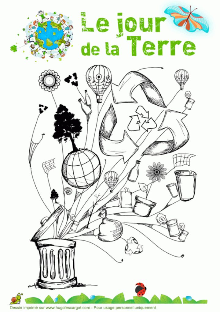 Coloriage Le Jour De La Terre 04 | Dessin De La Terre destiné Image De La Terre Dessin