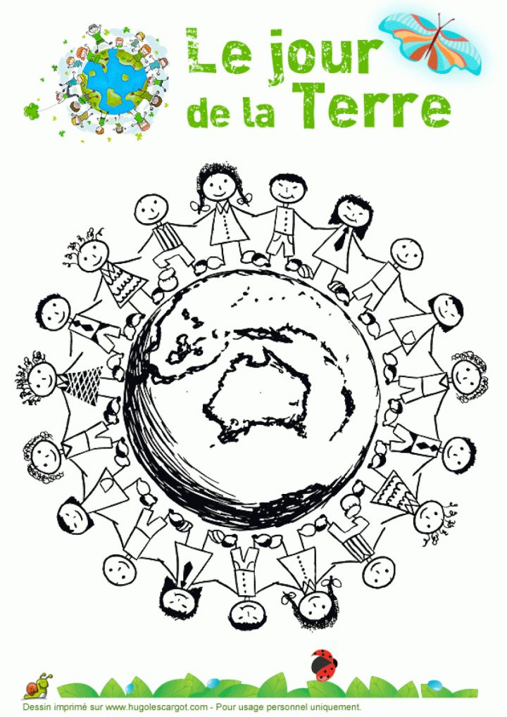 Coloriage Le Jour De La Terre 25 Sur Hugolescargot destiné Image De La Terre Dessin