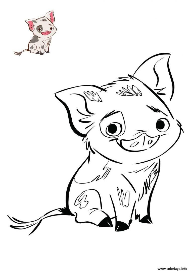 Coloriage Le Petit Cochon De Vaiana Disney Dessin avec Dessin A Colorier Cochon