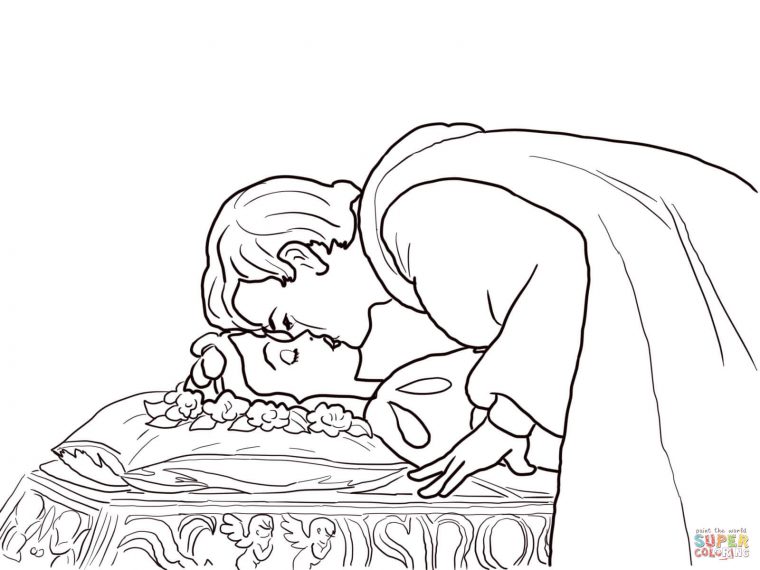 Coloriage – Le Prince Embrasse Blanche-Neige | Coloriages À encequiconcerne Coloriage De Blanche Neige À Imprimer