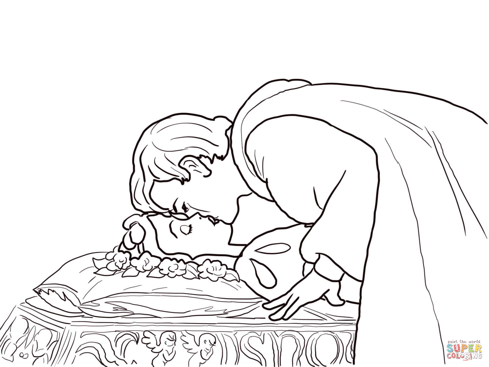 Coloriage - Le Prince Embrasse Blanche-Neige | Coloriages À encequiconcerne Coloriage De Blanche Neige À Imprimer