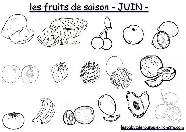 Coloriage "les Fruits Et Légumes De Saison" (Mois De Juin) concernant Mois À Colorier Maternelle