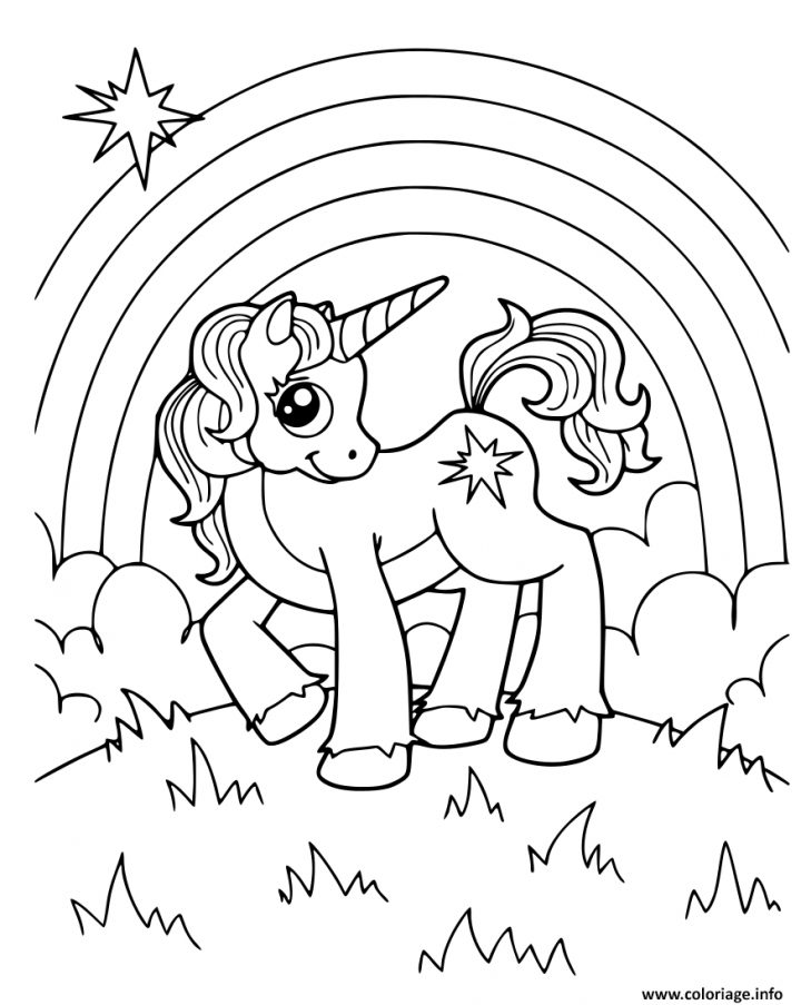 Coloriage Licorne Arc En Ciel Dans Le Jardin Magique Dessin dedans Arc En Ciel A Colorier