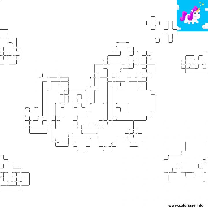 Coloriage Licorne Kawaii En Pixel Art Dessin pour Coloriage Pixel Gratuit