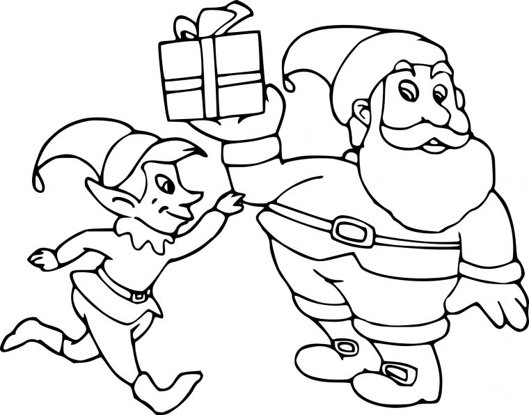 Coloriage Lutin Et Le Père Noël À Imprimer avec Dessins Pere Noel Imprimer