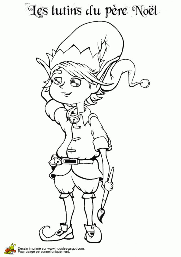 Coloriage Lutin Peintre Sur Hugolescargot destiné Dessiner Un Lutin