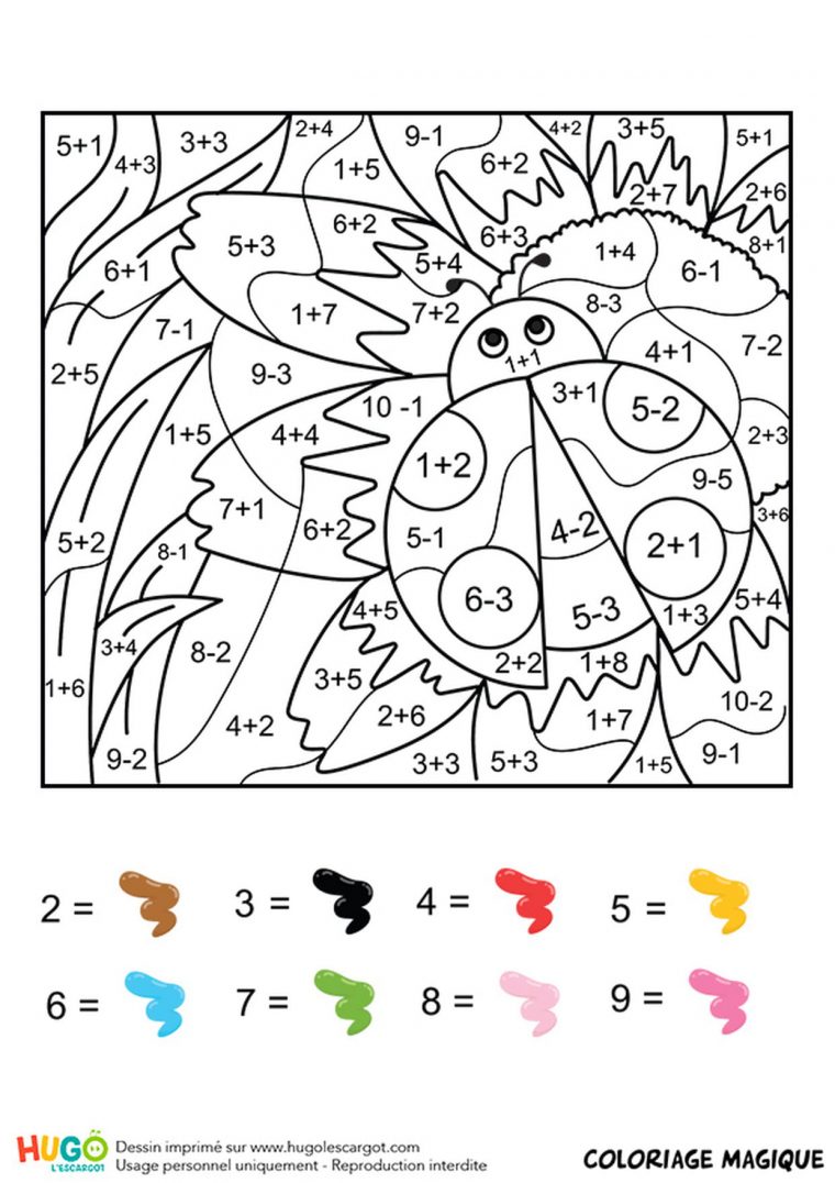 Coloriage Magique Ce1 : Une Coccinelle encequiconcerne Coloriage Magique Maternelle A Imprimer Gratuit