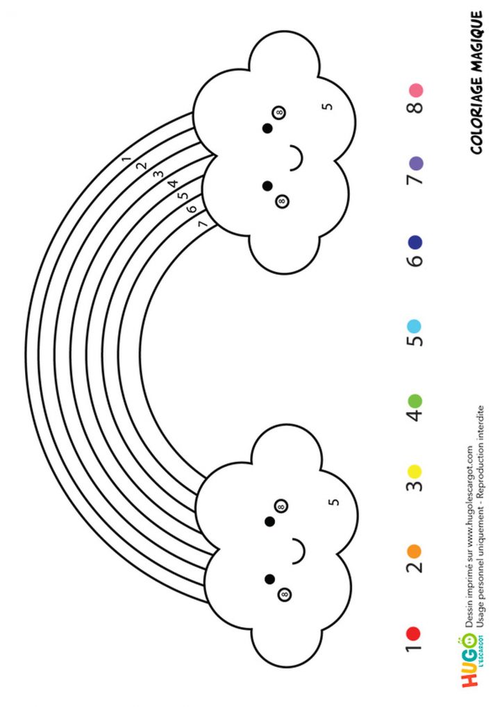 Coloriage Magique Cp : Un Arc-En-Ciel avec Arc En Ciel A Colorier