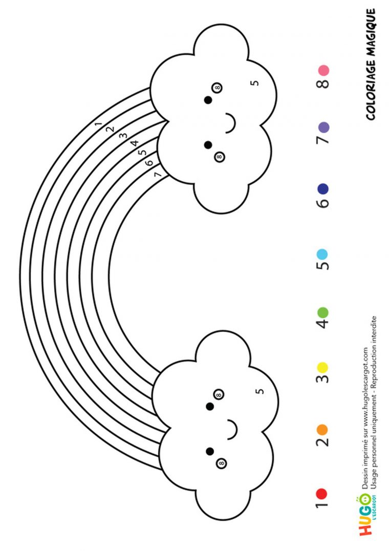 Coloriage Magique Cp : Un Arc-En-Ciel intérieur Coloriage Chiffres 1 À 10