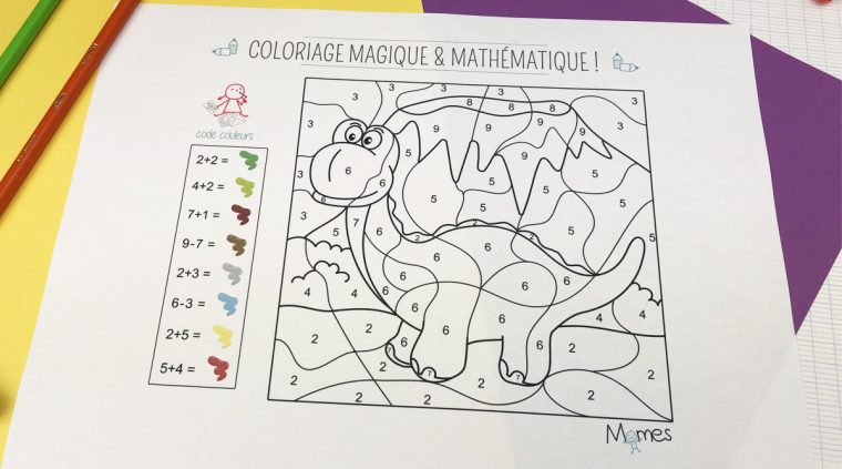 Coloriage Magique Et Mathématique : Le Dinosaure – Momes encequiconcerne Coloriage Codé Maternelle