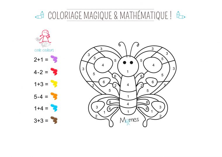 Coloriage Magique Et Mathématique : Le Papillon – Momes avec Coloriage Magique 6 Ans