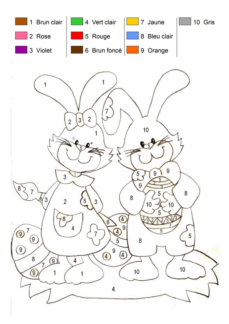 Coloriage Magique – Les Lapins De Pâques pour Coloriage Codé Gs