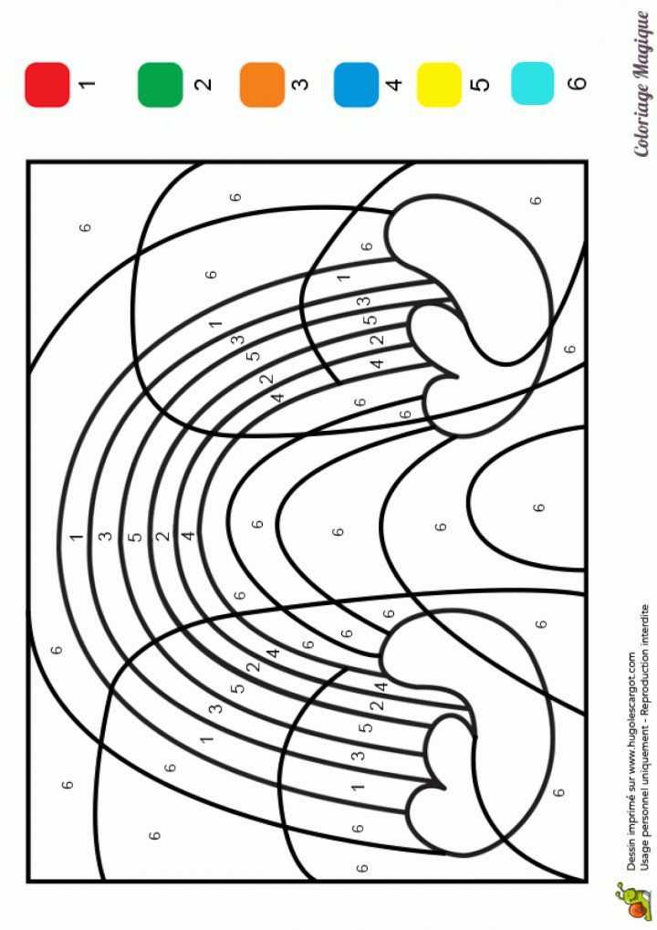 Coloriage Magique Niveau C2E, Sublime Arc-En-Ciel concernant Arc En Ciel A Colorier