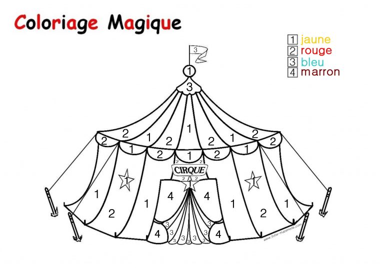 Coloriage Magique Pour Les Plus Petits : Un Chapiteau destiné Coloriage Magique Maternelle A Imprimer Gratuit