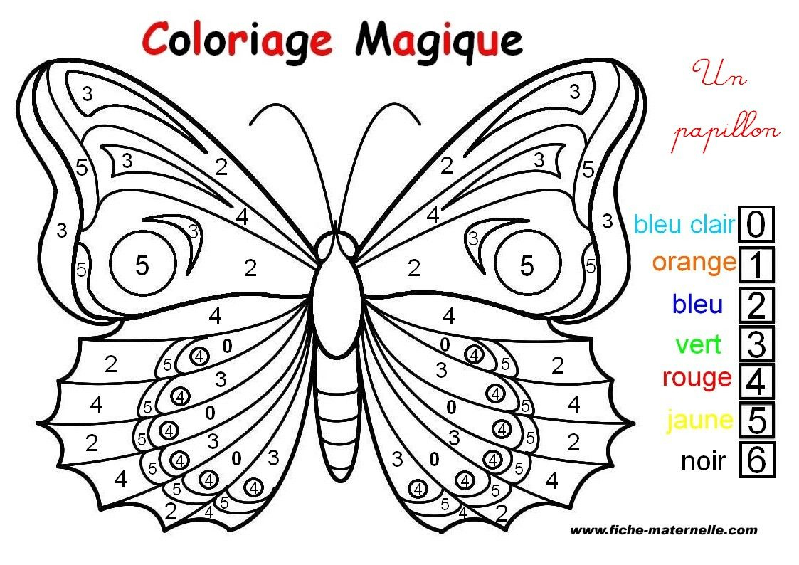 Coloriage Magique : Un Papillon | Coloriage Papillon avec Coloriage Magique 6 Ans
