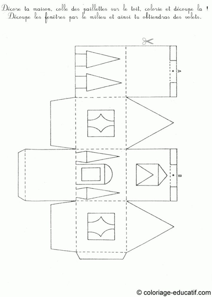 Coloriage Maison À Découper Gratuit – Découpages Bricolages concernant Decoupage A Imprimer