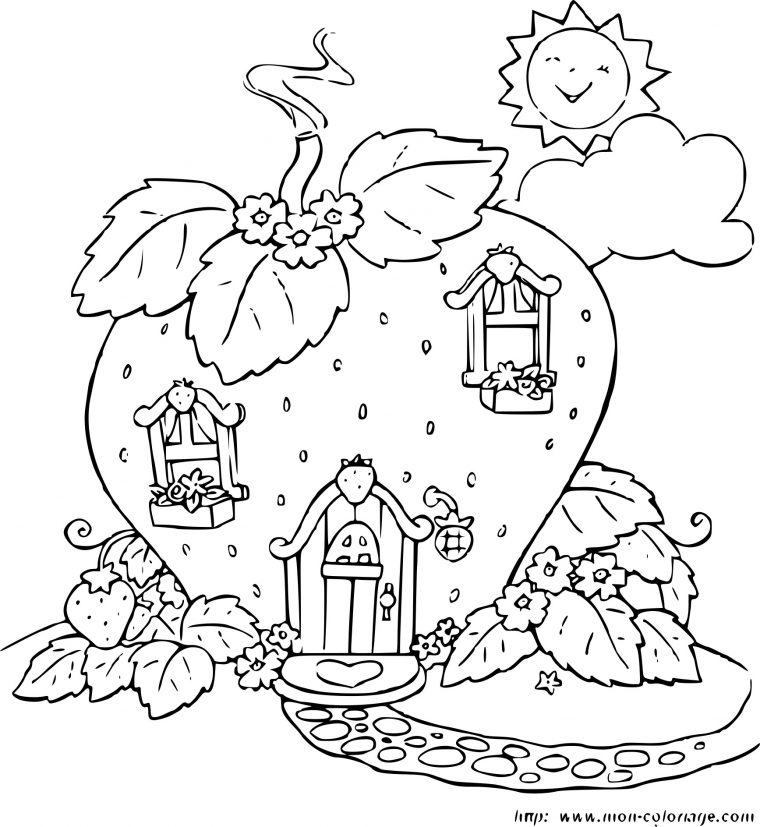 Coloriage Maison Charlotte Aux Fraises À Imprimer Gratuit à Charlotte Au Fraise Coloriage