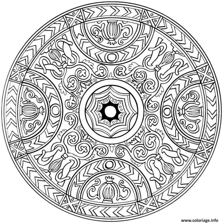 Coloriage Mandala Avec Couronnes Medieval Dessin dedans Coloriage De Mandala Difficile A Imprimer