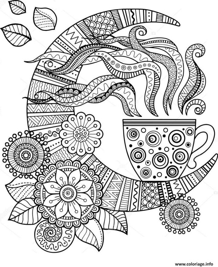 Coloriage Mandala Cafe Tasse Pour Adulte Dessin concernant Dessin A Imprimer Pour Adulte