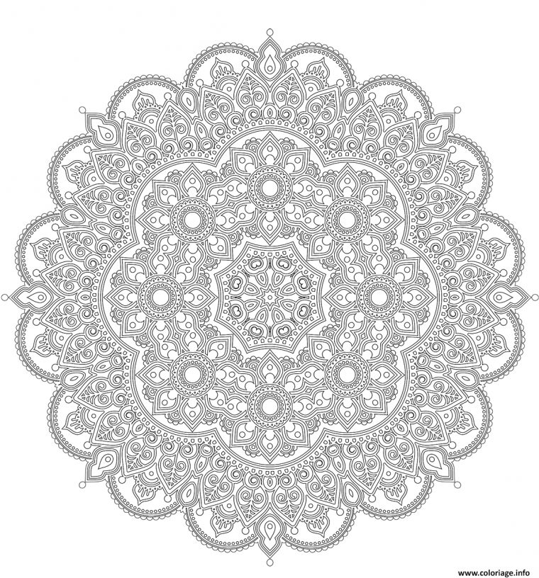 Coloriage Mandala Difficile Style Oriental Dessin concernant Coloriage De Mandala Difficile A Imprimer