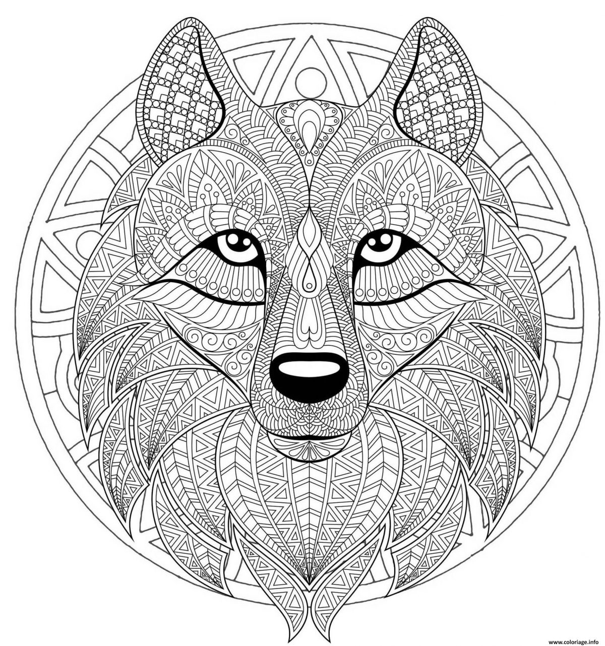 Mandala De Loup / Coloriage Mandala Adulte Loup - Coloriage Tigre