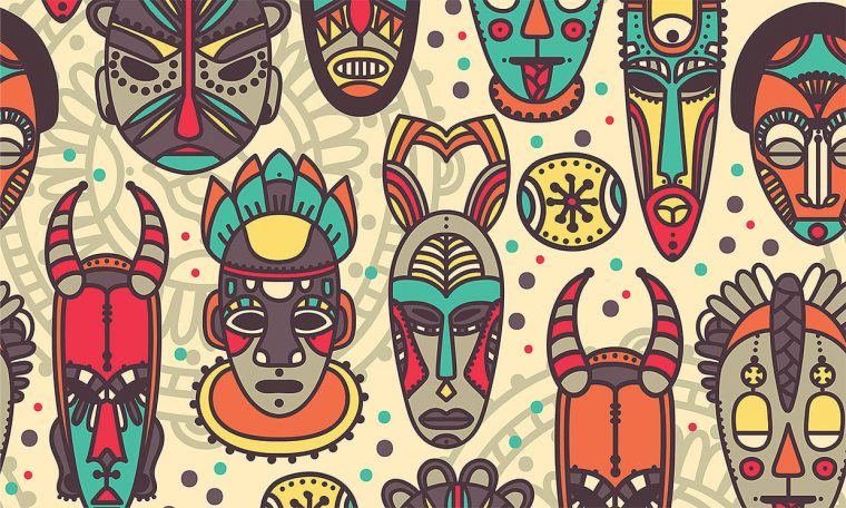 Coloriage Masques Africains Sur Hugolescargot avec Jeux Africains Pour Enfants