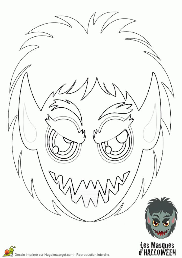 Coloriage Mechant Loup Garou Sur Hugolescargot avec Masque Loup A Colorier