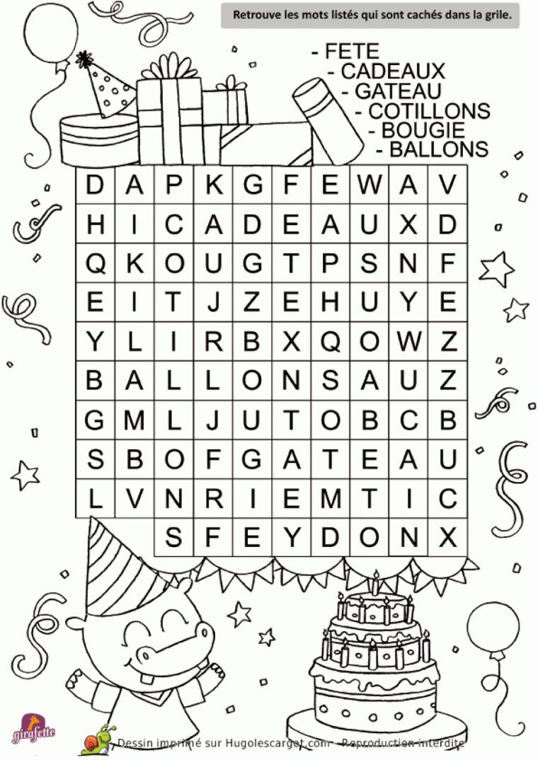 Coloriage Mots Meles Sur Hugolescargot à Jeux De Mot Mele Gratuit