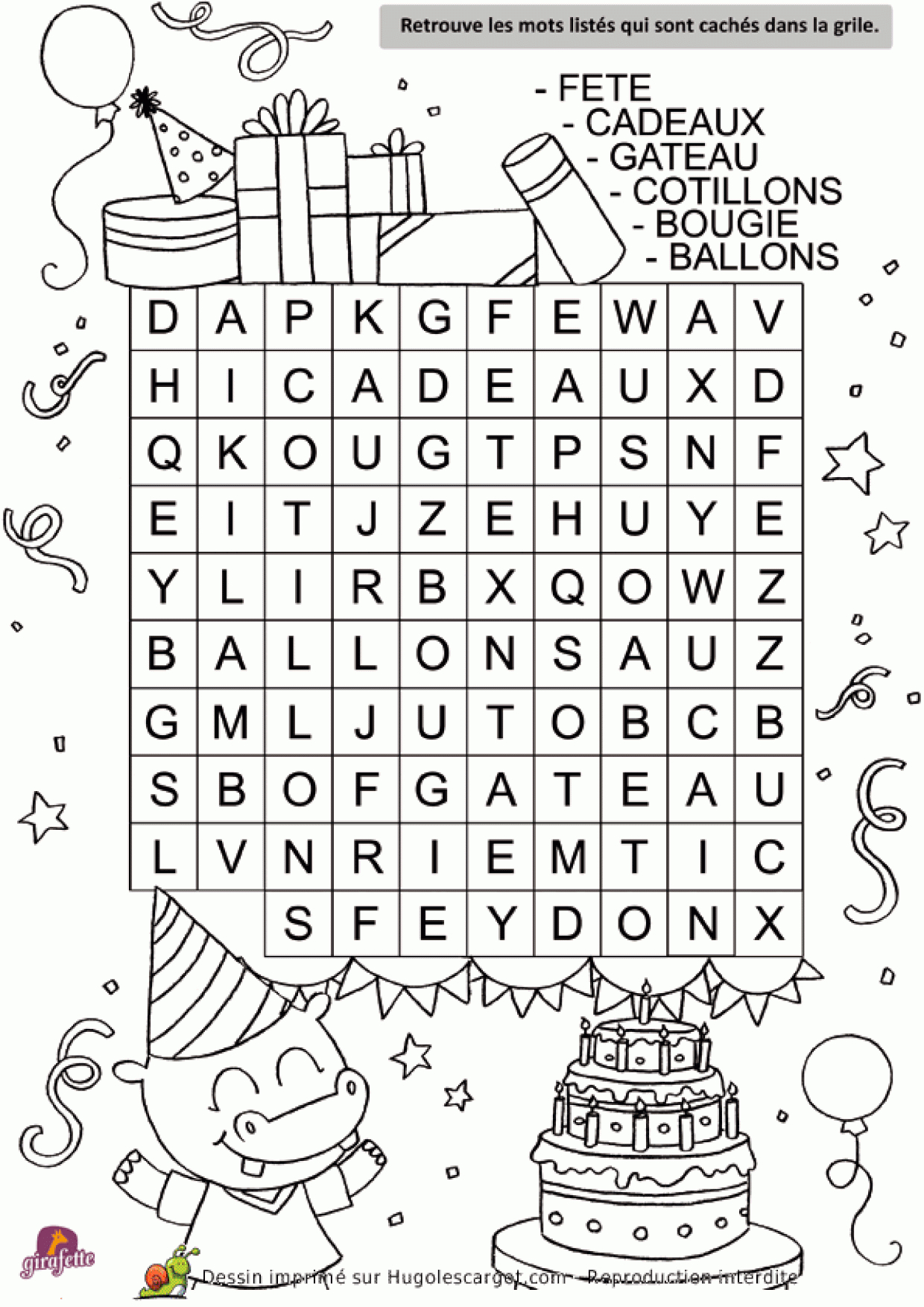 Coloriage Mots Meles Sur Hugolescargot pour Jeu De Mots Meles Gratuit En Francais 