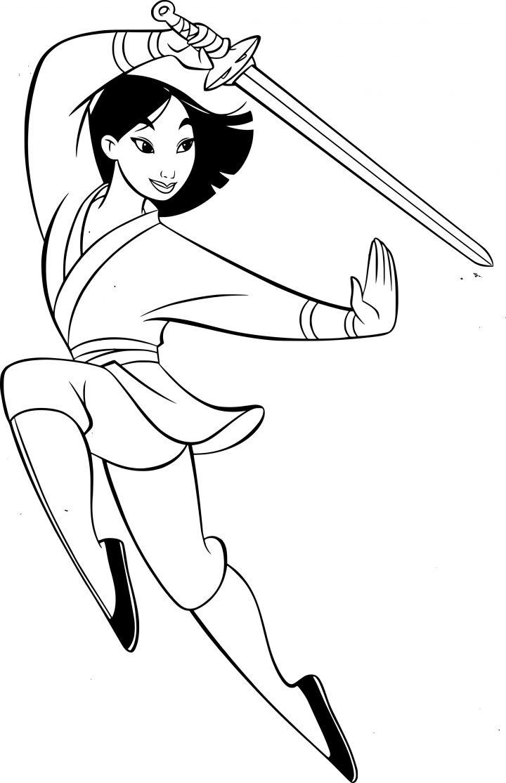 Coloriage Mulan Avec Une Épée À Imprimer Sur Coloriages encequiconcerne Coloriage D Épée