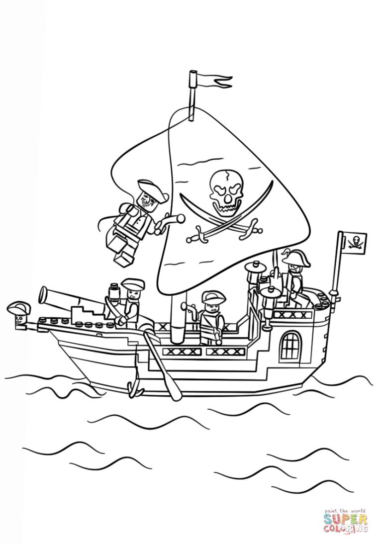 Coloriage – Navire Pirate Lego | Coloriages À Imprimer Gratuits à Dessin A Imprimer De Pirate