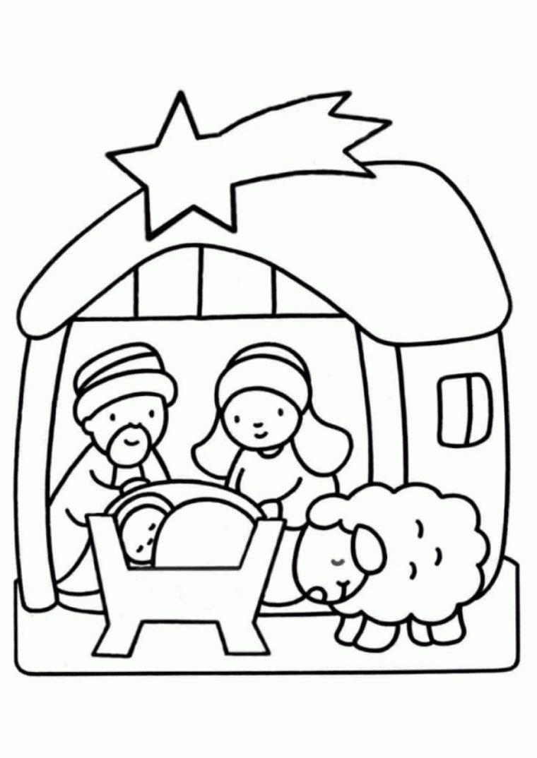 Coloriage Noel Crèche Et Etoile De Jésus destiné Creche A Imprimer