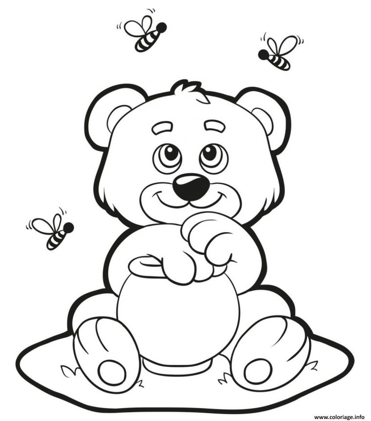 Coloriage Ourson Bear Aime Le Miel Dessin à Ourson A Colorier Et Imprimer